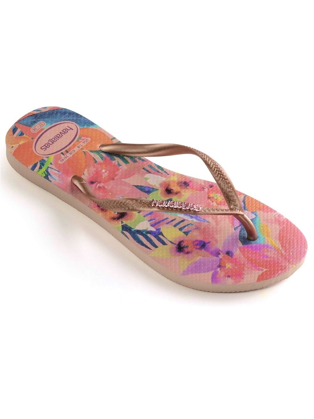 Havaianas Floral Flip Flop rose gold bronze Straps - Pink multicolor Tropical